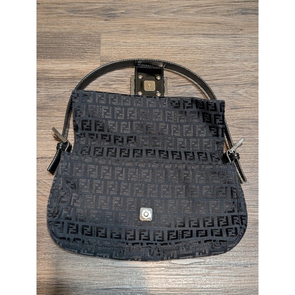 Vintage Fendi Zucca Baguette ShoulderCanvas Baguette Bag Black